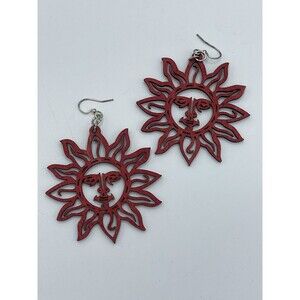 Green Tree Lightweight Laser Cut Wood Sun Drop Dangle Earrings New